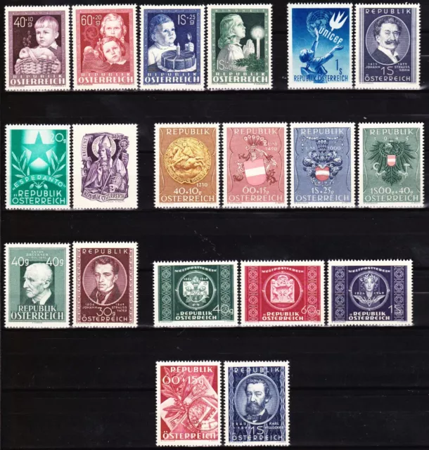 Österr. 1949 ANK 941-959, Mi 929-947 ** kompl.Jahrgang 1949 postfrisch KW €284,-
