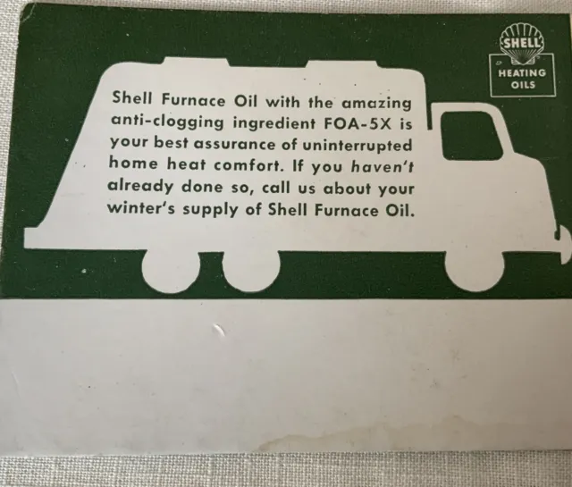 Vintage 1953 Shell Heating Oils Ink Blotter Calendar Card Unused 2