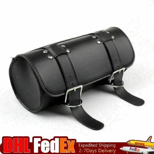 Motorcycle Cruiser Tool Bag Fork Barrel Shape Handlebar Front Fork Bag Black S3