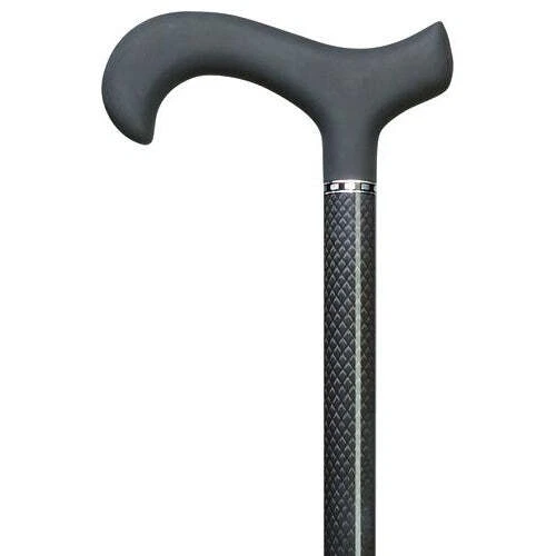 Bastón de fibra de carbono diseño de triple herida negro (tacto suave) unisex