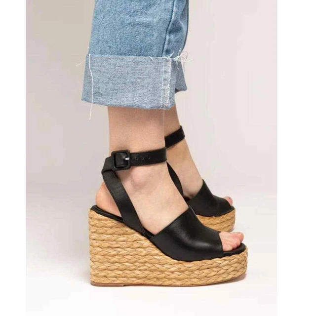 NEW Paloma Barcelo Clama Wedge Sandal 9 Black