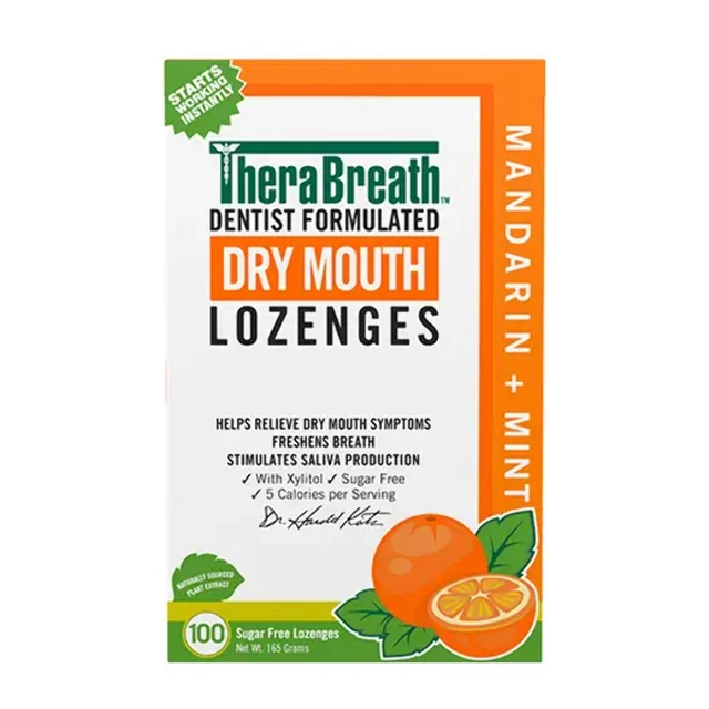THERABREATH DRY MOUTH ZINC Lozenges, Mandarin Mint Flavor, 100 Lozenges