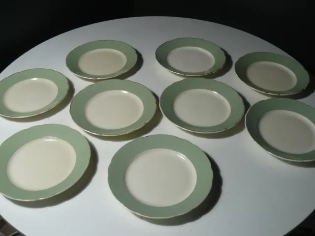 Lot De 9 Assiettes Plates Villeroy Et Boch Blanche Et Verte  Vintage