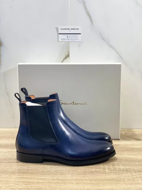 SANTONI STIVALETTO UOMO Beatle In Pelle Blu Luxury Boot Men Santoni 41.5  EUR 249,00 - PicClick IT