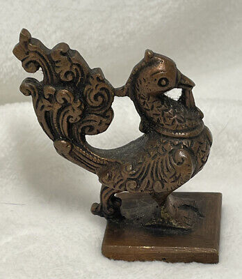 Chinese bronze buddhist bird peacock figurine figure small