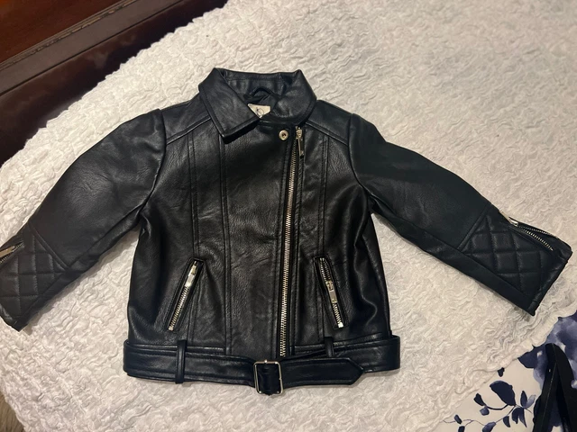 river island mini girls faux leather Jacket 12-18 Months New