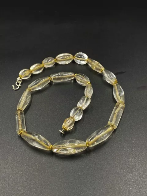 old antique ancient beautiful crystals quartz beads necklace from Burma original 5
