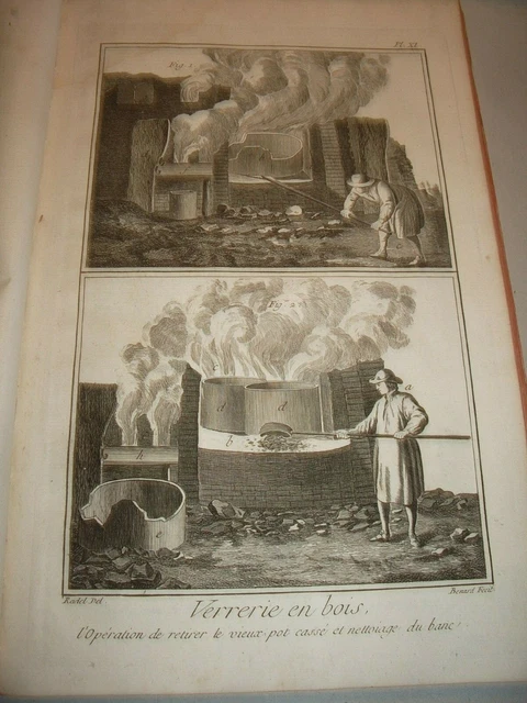 VERRERIE BOIS BOUTEILLES 54 GRAVURES techniques fours bâtiments  Panckoucke 18è