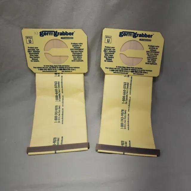 Genuine Germ Grabber Style U Electrolux Filter Vacuum Bags Pack of 2