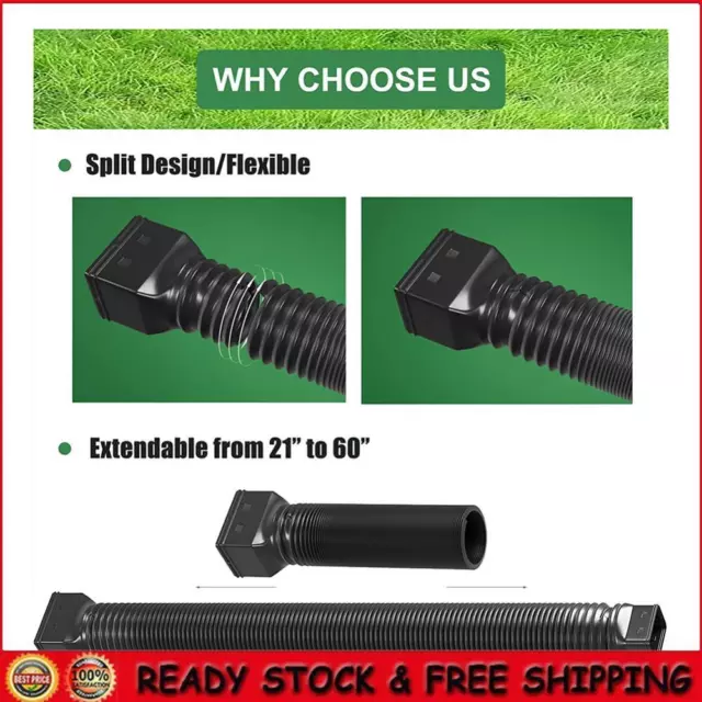 Drain Pipe Extender 21-60 inch Flexible Rain Gutter Downspout Diverter (Black)