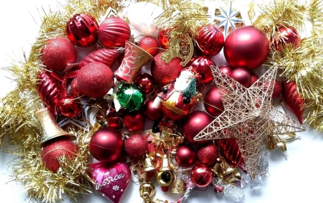 Christmas Tree Xmas Decorations-Balls,Angels,Stars,Bells 65 pieces -Bulk lot