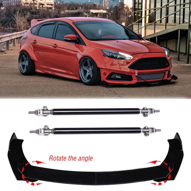 FRONT BUMPER LIP Splitter Spoiler Body Kit +Strut Rods For Ford Focus