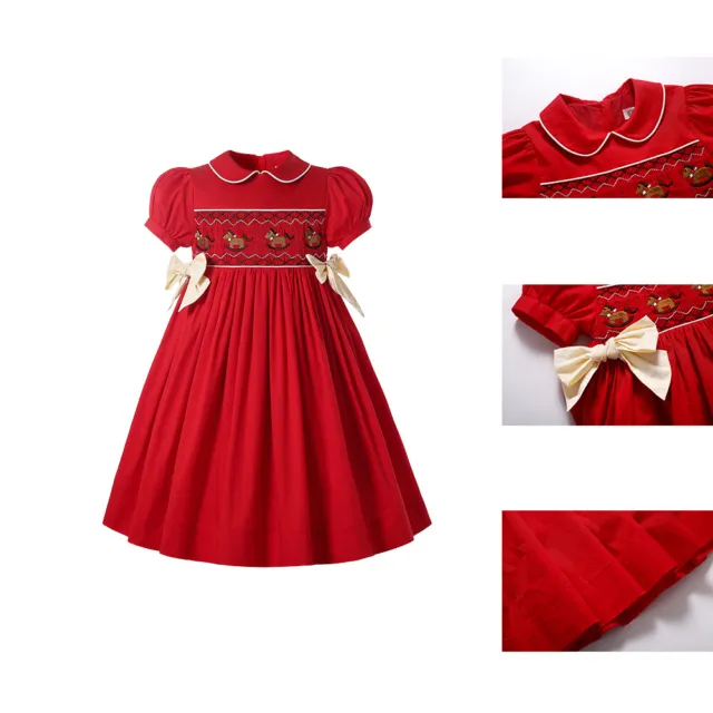 Abiti natalizi rossi per ragazze abito a maniche corte abiti da festa 2-12