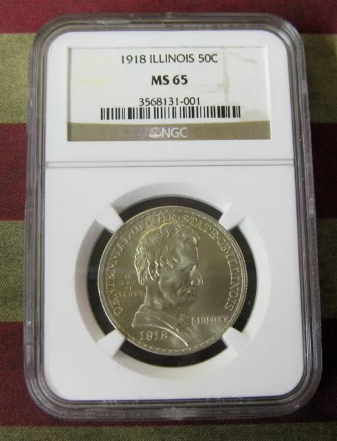 1918 ILLINOIS Lincoln Commemorative Silver Half Dollar MS65 NGC