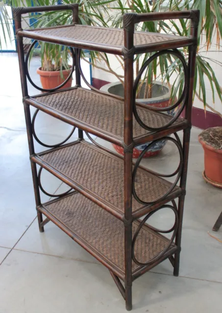 Libreria etagere in bambù e rattan fronte 79 cm h 124 cm