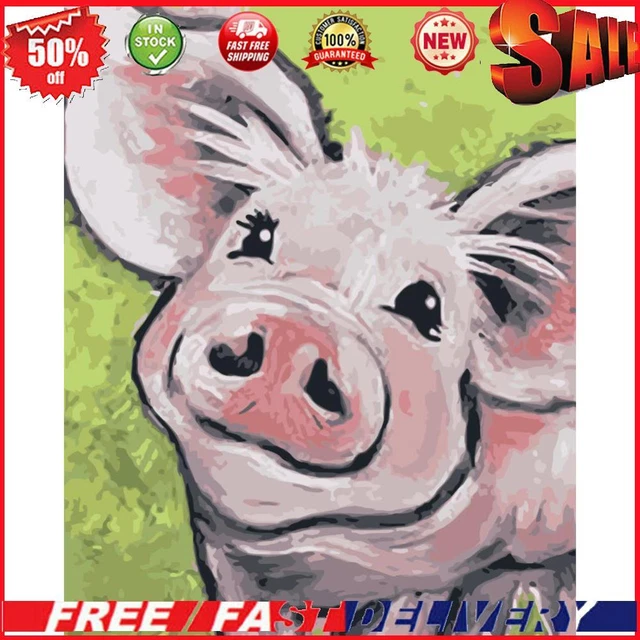 Cartoon Pig Painting By Number Acrylic Paints Set for Modern Wall Picture Craft