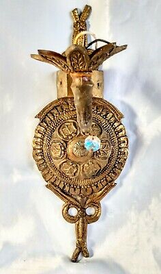 HAUNTED Antique Solid Heavy Brass Wall Mounted Electric Sconce ~ Ornate [W3]