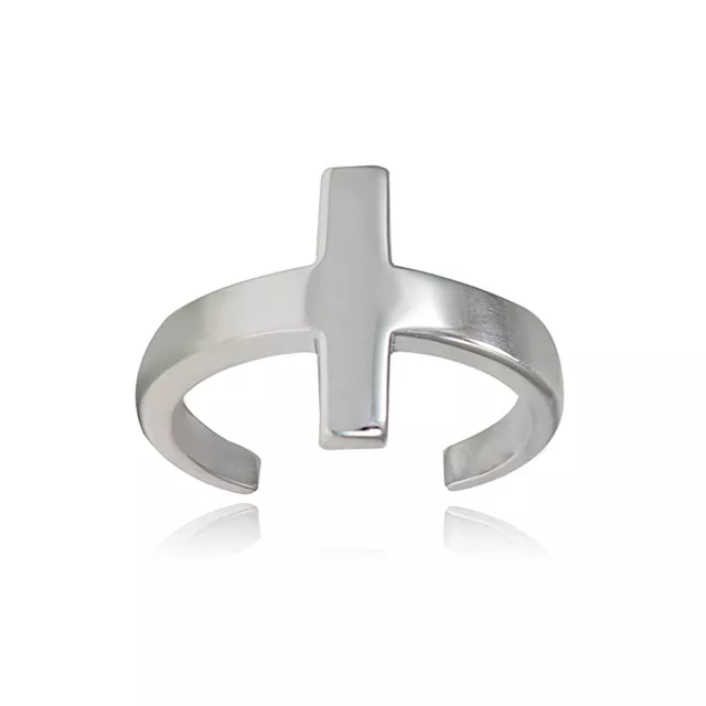 Sterling Silver Polished Cross Toe Rings