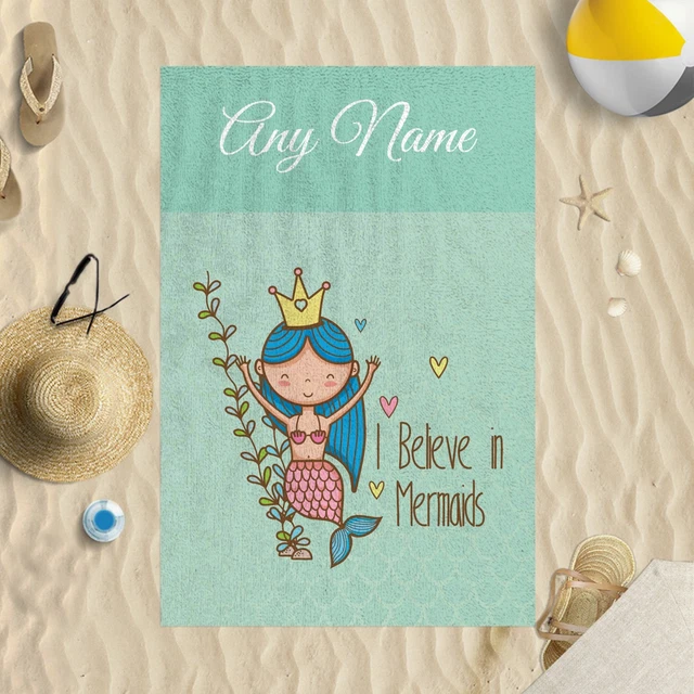 58"x39" Personalised Mermaid Towel Microfibre Beach Towel Sun Bathing Pool Swim