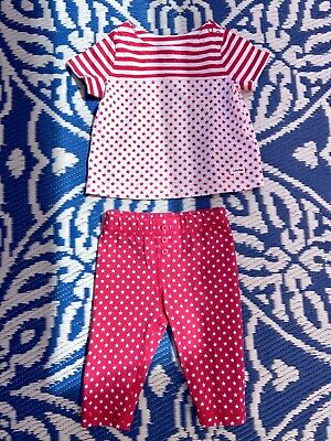 Baby GIRL GAP 3-6 M abbigliamento maglietta a Leggings Pantaloni Set Rosa a Righe Bianco Star