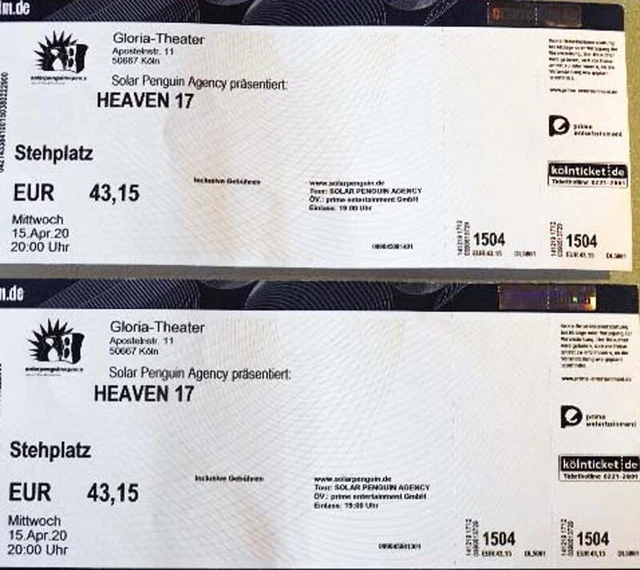2 Karten 06.04.23 Heaven 17 Gloria-Theater Köln