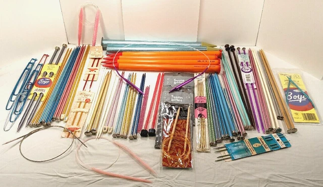 Large Estate Lot Knitting Needles Aluminum, Bamboo, Plastic, Circular 4 lbs.