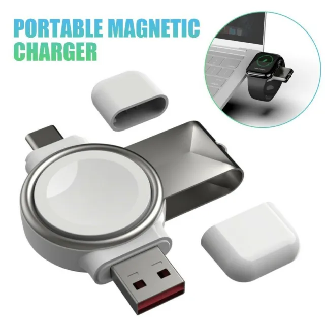 Dual USB Type-C Magnetic Wireless Charger For iWatch 2/3/SE/4/5/6/7 Smart Watch