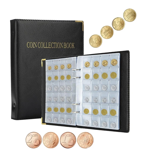 LTZGO – Classeur à Pièces 120 Poches – 10 Pages 3×3 Cm – Pour Pièces De 20/25/27 Mm – Album Numismatique (Rouge)