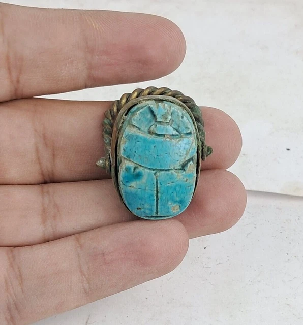 Amulette Antique égyptienne Scarabée En Agate - Nouveau Royaume, Provenance Louxor, Sculpture En Pierre