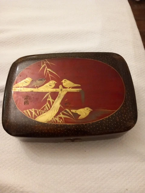 Scatola In Legno Laccato Cofanetto Portaoggetti Gioie Da Collezione Vintage Box