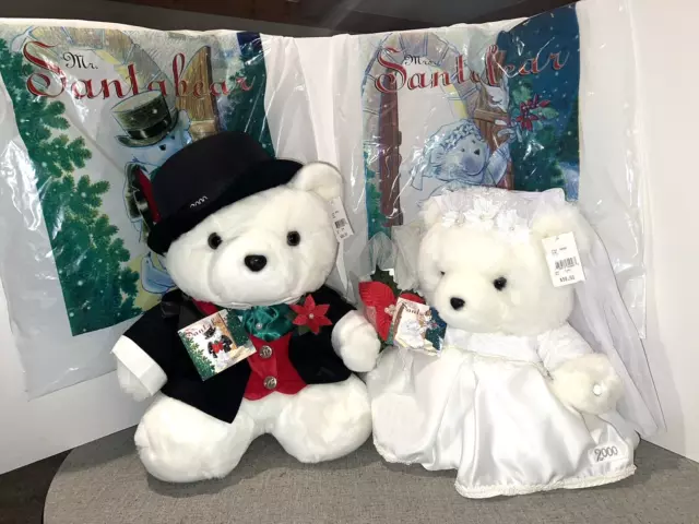 2000 Santa & Miss Bear - Wedding Groom & Bride Set - Dayton Hudson Original Bags