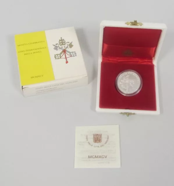 Silbermünze Vatikan Papst John Paul II. 500 Lire 1995 im Etui mit Zertifikat