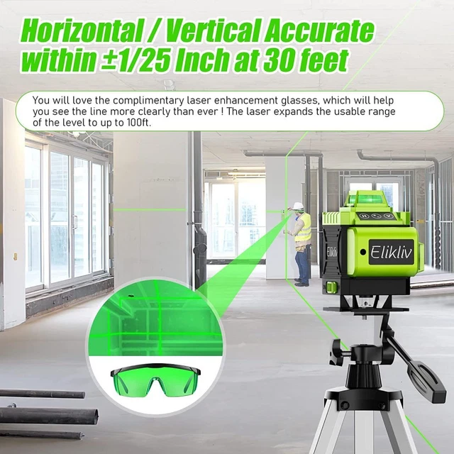 Modalità Pulse 4x360° Livello Laser Impermeabile Modalità Inclinazione Manuale 4D Raggio Verde 16 Linee Modalità Pulse 4x360° Livello Laser Impermeabile Modalità Inclinazione Manuale 4D Raggio Verde 16 Linee