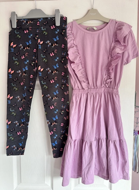 Girls Bundle 9 Years Dress Leggings Pink  George Next Butterflies