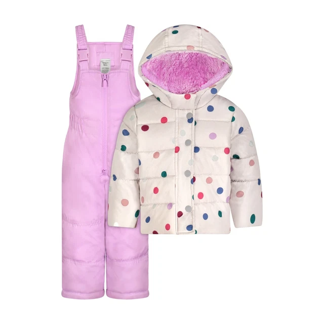Carter's Girl's 2-Piece Bib Snowsuit 2T 3T 4T 4 5/6 6X 7/8 Lilac/Grey Print NWT