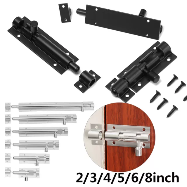 2-8" Heavy Duty Large Garden Gate Shed Sliding Door Tower Bolt Black Latch Catch