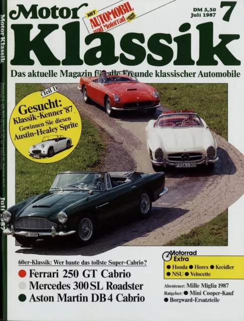 Motor Klassik 1987 7/87 Florett Mini Cooper NAG Sport Velocette 350 KTS