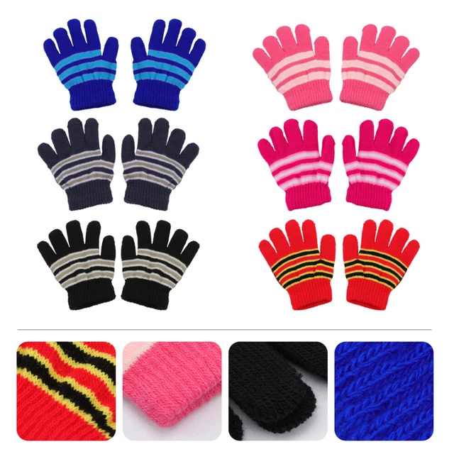 Guanti di velluto tricolore bambino guanto invernale ispessimento 6 paia