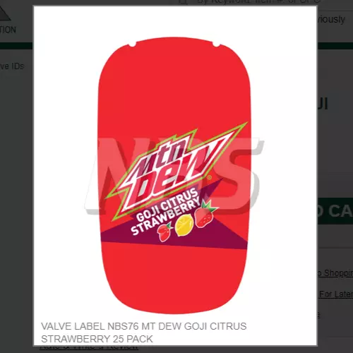 Valve Label Nbs76 Mt Dew Goji Citrus Strawberry 25 Pack # Vi01761003F