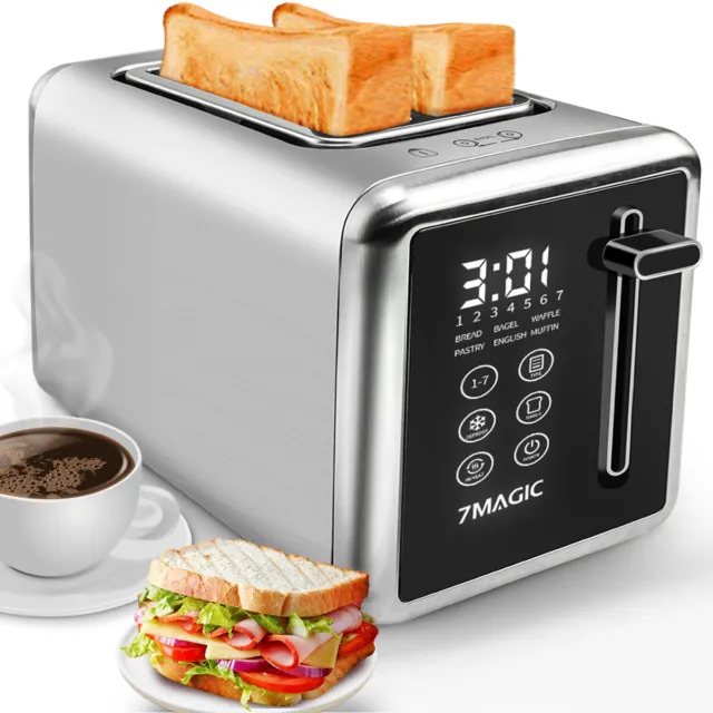 Toaster 2 Scheiben Touchpanel 7 Bräunungsgrade, Brotscheibenzentrierung 850W NEU
