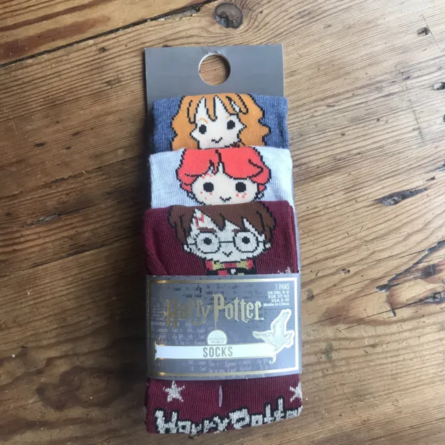 Harry Potter 3 Pairs Socks Size 4-8 Primark Christmas Gift