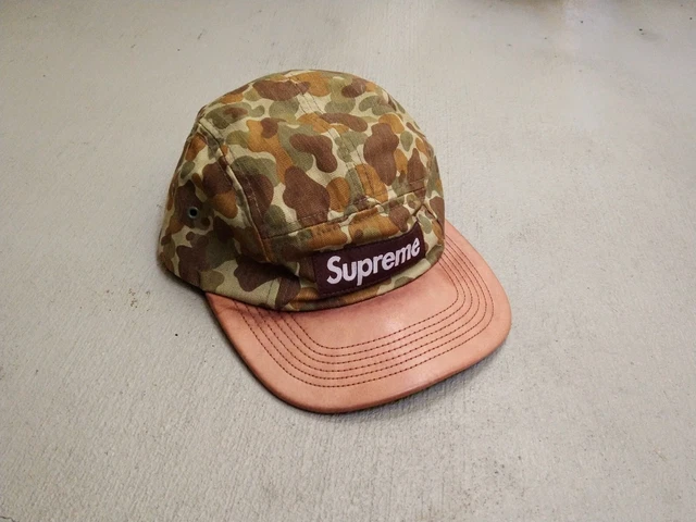 SUPREME DUCK CAMO Leather Camp Cap 5-Panel Camoflauge Hat Green