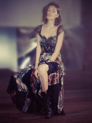 FREE PEOPLE WILD HEARTS MAXI 2 Boho Goth Beaded Lace Dress $450 NWT Festival