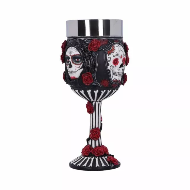 Nemesis Now JR Sugar Skull Goblet Day Of Dead Bones Black Red Gothic Gift 19.5cm