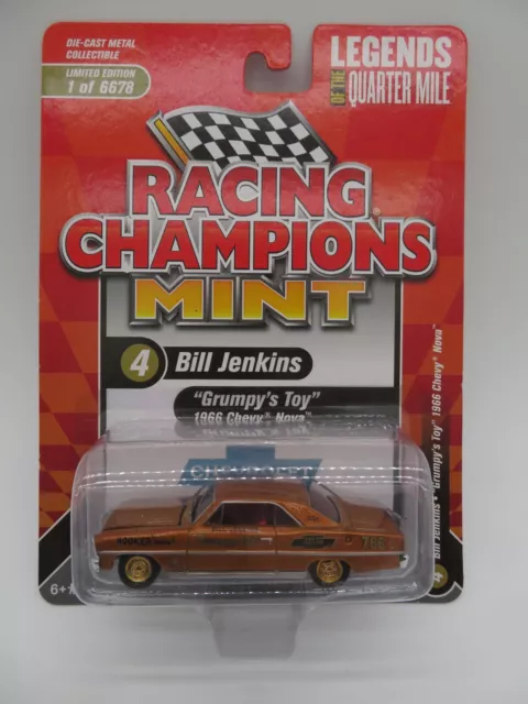 Bill Jenkins Grumpy's Toy 1966 Chevy Nova 1:64 Racing Champions MINT Gold Strike