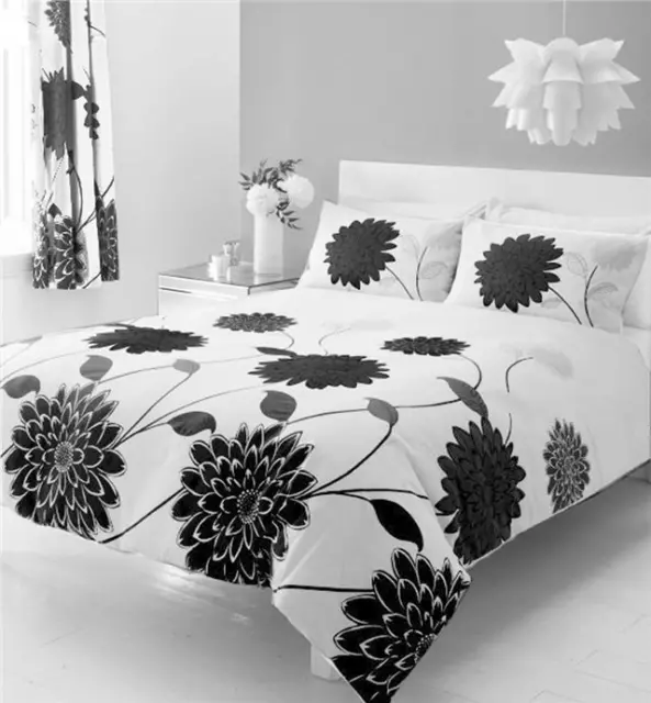 His and Her Side Black / White Super King Bed Size Duvet Quilt Cover  Bedding Set