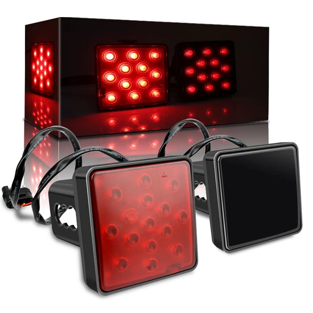 15-LED Brake Light DRL Trailer Hitch Cover Fit 2" Towing& Hauling For Chevrolet