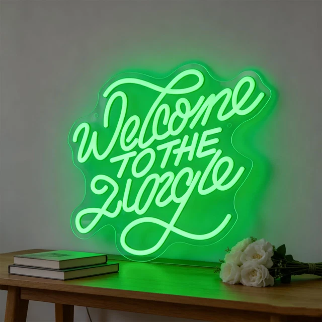 Led Neon Sign Lettering WELCOME TO THE Jungle Neon Sign LED Neon Letter Sign Light up for Wall ...
