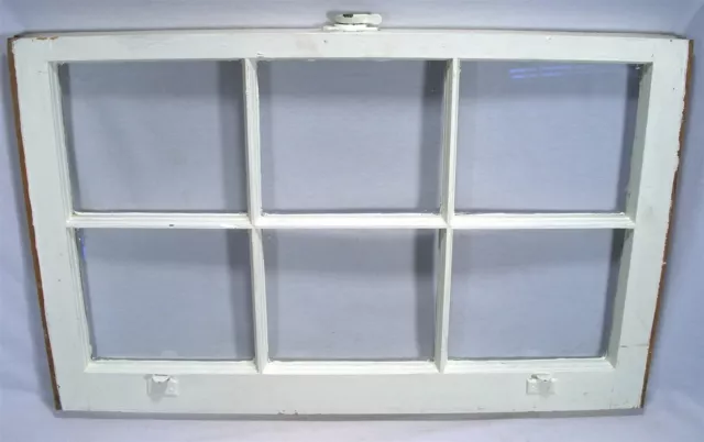 Antique 6 Panel Rectangular  Wood Window Distressed Decorator Wall Art Pair Set