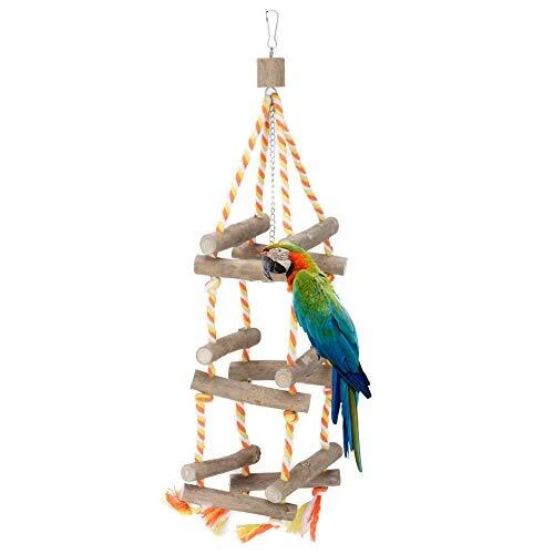 Hffheer Vogelständer Spielzeug Holz Papagei Kauspielzeug Drei Ebenen Vogelstä...